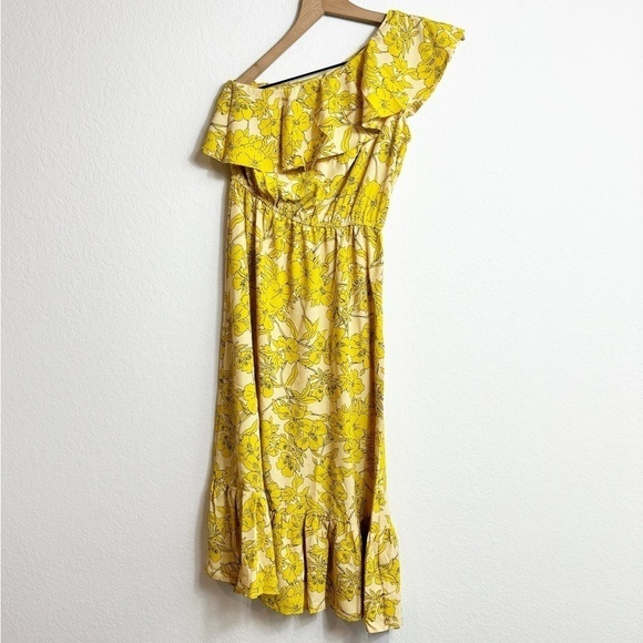 CUPSHE YELLOW FLORAL PRINT ONE  SHOULDER WOMEN SUMMER DRESS SIZE XS BRAND NEW - Picture 9 of 11